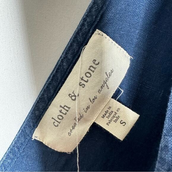 CLOTH & STONE Linen Wide Leg Cropped Jumpsuit Navy in Small - Picture 3 of 6